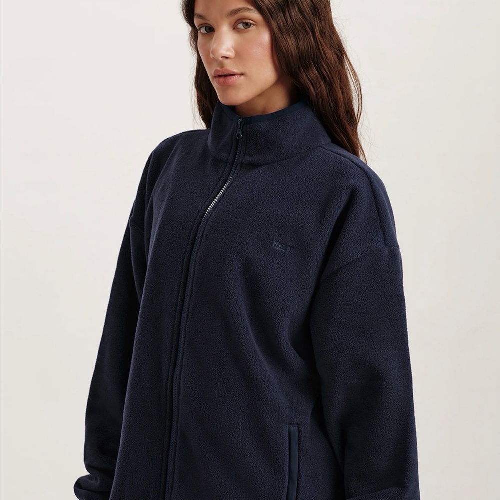Women's Navy Full-Zip Fleece Jacket